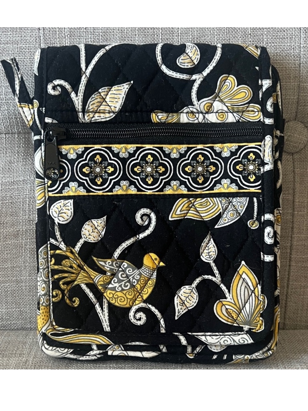 Vera Bradley Quilted Black/Yellow patterned makeup/toiltery bag